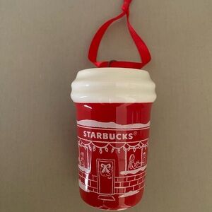 Starbucks 2025 Holiday Red Ceramic Mini Hot Cup ‘Cheers!’ Tree Ornament